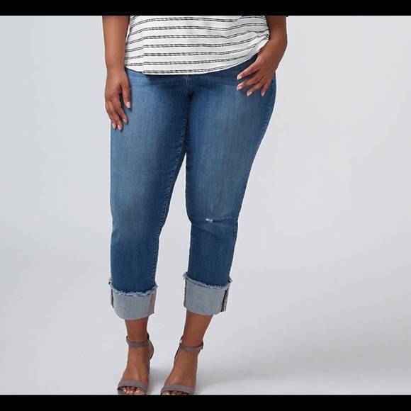 Lane Bryant Crop Dark Denim Jeans sz 14 - Picture 1 of 4